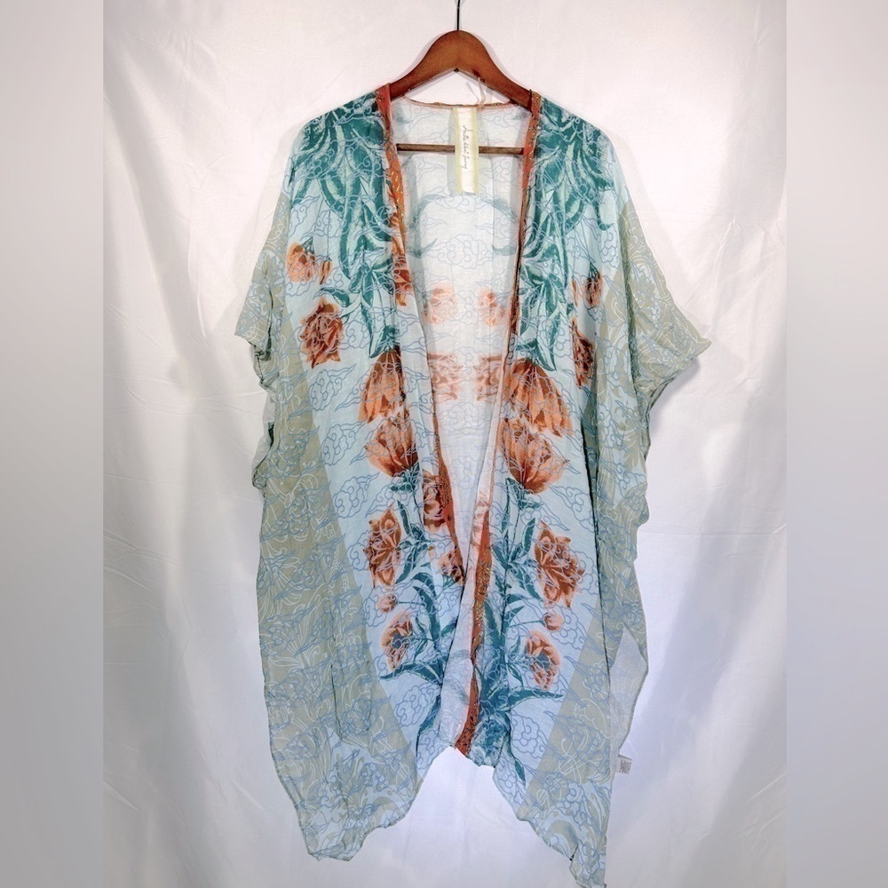 Aratta Silent Journey Kimono Floral Print Open Front Ruana Womens One Size - Picture 3 of 10